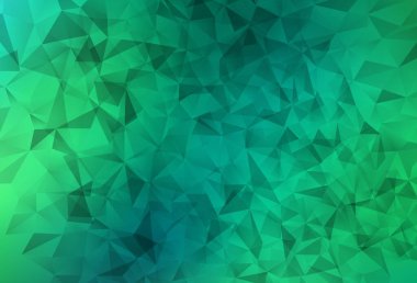 Açık yeşil vektör soyut çokgen şablonu. Üçgenlerden oluşan parlayan çokgen çizimler. İşiniz için en iyi üçgen tasarım.