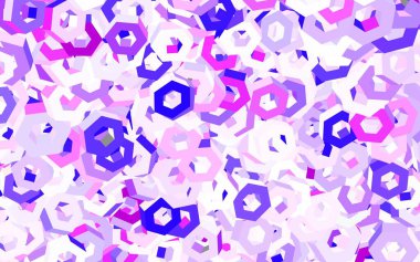 Açık pembe, altıgenli mavi vektör arkaplan. Bulanık arkaplanda renkli altıgenler. Reklamlar, broşürler için desen.
