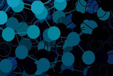 Kabarcıklı koyu mavi vektör arkaplanı. Soyut arka planda bulanık kabarcıklar ve renkli gradyan. Poster ve web siteleri için tasarım.