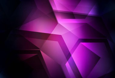 Kristalleri ve kareleri olan koyu mor bir vektör şablonu. Renkli üçgenler, dikdörtgenler. Duvar kağıtları için zarif tasarım.