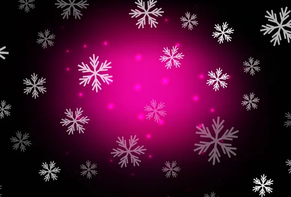 Mise Page Vectorielle Rose Foncé Avec Des Flocons Neige Brillants — Image vectorielle