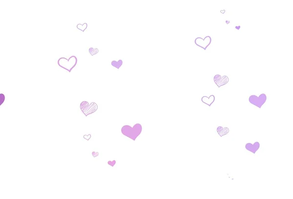 Light Purple Vector Background Hearts Shining Illustration Hearts Abstract Template — Stock Vector