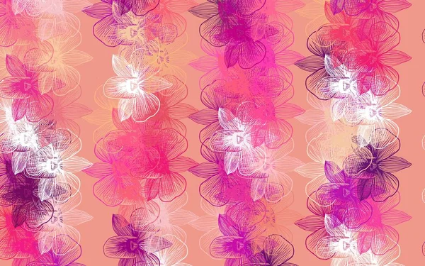 Ljusrosa Gul Vektor Abstrakt Bakgrund Med Blommor Blommor Naturlig Stil — Stock vektor