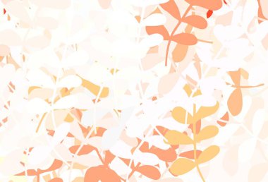 Açık yeşil, kırmızı vektör yapraklı karalama dokusu. Bulanık arkaplanda, gradyanı olan yapraklar. Ağ ve ambalaj için elle boyanmış tasarım.