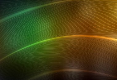 Koyu yeşil, sarı çizgileri olan sarı vektör arkaplan. Renkli çizgileri ve şekilleri olan bir örnek. Marka kitabı için şık bir desen.