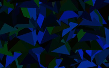 Koyu mavi, üçgenli yeşil vektör arkaplan. Renkli üçgenli modern soyut illüstrasyon. İniş sayfası için modern şablon.