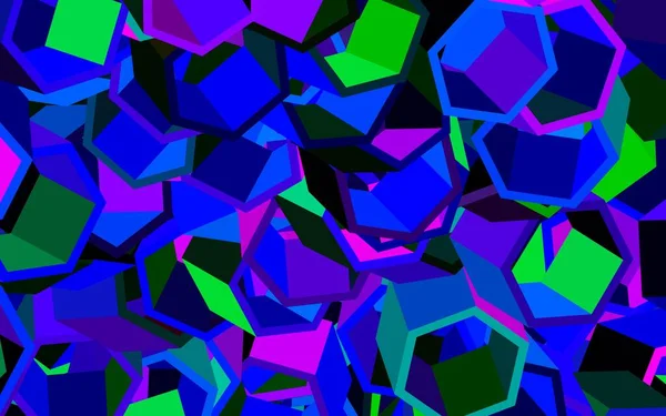 Donkere Multicolor Vector Achtergrond Met Zeshoeken Illustratie Met Set Kleurrijke — Stockvector