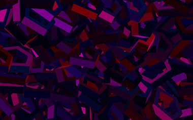 Koyu pembe, kırmızı vektör dokusu ve renkli altıgenler. Altıgen tarzda ışıldayan soyut çizimler. Web sitesi posterleri, afişler için tasarım.