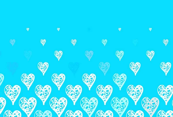 浅蓝色的矢量背景与心脏 美丽的庆祝风格的心脏在抽象的图解 情人节广告的模式 小册子 — 图库矢量图片