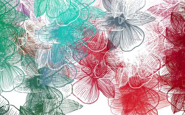 Açık yeşil, kırmızı vektör çiçekli doğal sanat eseri. Karalama tarzında çiçekli soyut illüstrasyon. Cep telefonlarının geçmişleri için şablon.