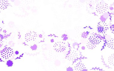 Hafif Mor vektör karalama arkaplanı, çiçekler, güller. Çiçekli modern soyut illüstrasyon. Web ve broşürler için elle boyanmış tasarım.