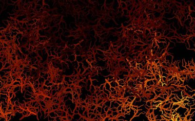 Koyu turuncu vektör yapraklı, dallı doğal arka plan. Yaprakları ve dalları olan parlak renkli çizimler. İşiniz için yepyeni bir tasarım..