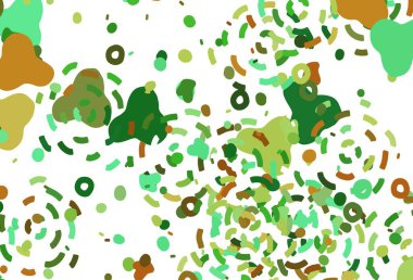 Açık yeşil, kaotik şekilli sarı vektör şablonu. Rastgele şekillerle soyut tarzda dekoratif tasarım. Kartvizitiniz için modern tasarım.