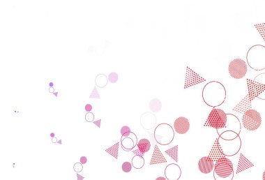 Açık pembe, kristalli sarı vektör şablonu, daireler. Çemberler ve üçgenlerle soyut gradyan çizimi. Web siteleri için desen.