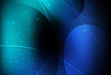 Parlak soyut çemberler ve çizgilerle koyu mavi vektör illüstrasyonu. Doğa tarzında bulanık halkaları olan güzel renkli çizimler. Bir cep telefonu için duvar kağıdı.