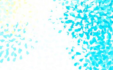 Açık mavi, Memphis şekilli sarı vektör arkaplan. Renkli rastgele şekillerle modern soyut illüstrasyon. Kartvizitiniz için modern tasarım.