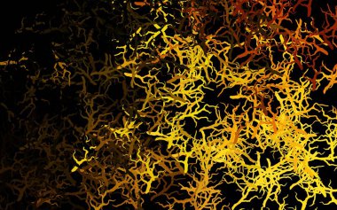 Koyu yeşil, sarı vektör karalama arkaplanı yapraklar, dallar. Yaprakları ve dalları olan parlak renkli çizimler. İşiniz için yepyeni bir tasarım..