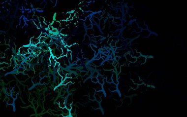 Koyu mavi, yeşil vektör karalama arkaplanı yapraklar, dallar. Yapraklar ve dallarla karalama tarzında renkli çizimler. Web ve broşürler için elle boyanmış tasarım.