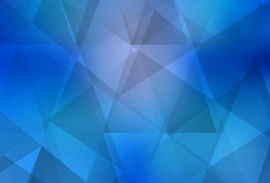 Hafif BLUE vektör mozaik şablonu. Üçgenli parlak renkli çizimler. İşiniz için yepyeni bir tasarım..