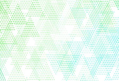 Açık yeşil vektör arkaplan, üçgenler, daireler. Renkli noktalı modern soyut çizimler. Duvar kağıtları için şablon.
