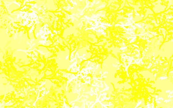 Luz Vetor Amarelo Doodle Pano Fundo Com Folhas Ramos Ilustração — Vetor de Stock