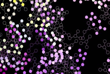 Koyu pembe, yapay zeka kavramına sahip sarı vektör dokusu. Yapay zeka bağlantılarıyla basit bir şekilde renkli tasarım. Zeka ve yenilik reklamları için şablon.