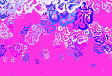 Açık mavi, rastgele şekilli kırmızı vektör deseni. Modern tarzda değişen renkli kaotik formlar. Bir cep telefonu için arka plan.