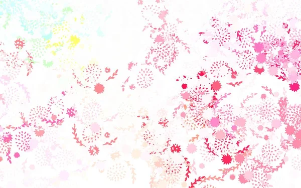 Light Pink Yellow Vector Natural Background Flower Colorful Illustration Doodle — 스톡 벡터