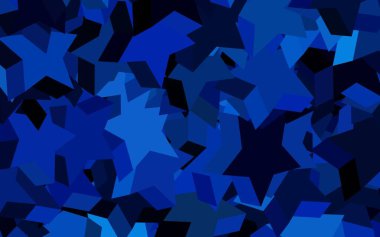 Renkli yıldızlı koyu mavi vektör arkaplan. Bulanık dekoratif dizayn yıldızlı basit bir stilde. Fütürist reklamlar ve kitapçıklar için şablon.