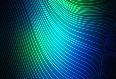 Koyu mavi, tekrarlanan çubuklu yeşil vektör şablonu. Bulanık arkaplanda gradyanı olan çizgiler. Reklamlar, posterler, afişler için desen.