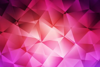 Açık Pembe, sarı vektör üçgen arkaplan. Çokgen soyut çizim ve gradyan. Arkaplanlarınız için desenli desen.