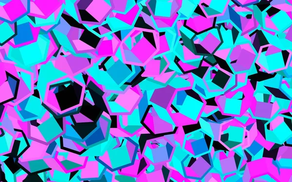 Donkerroze Blauw Vector Patroon Met Kleurrijke Zeshoeken Kleurrijke Zeshoeken Wazige — Stockvector