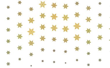 Açık yeşil, parlak kar taneleri ve yıldızlı sarı vektör düzeni. Karlı Xmas tarzında renkli dekoratif tasarım. Yeni yıl posterleri, afişler için tasarım.