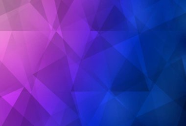 Açık Pembe, Mavi vektör çokgen arka plan. Üçgenli parlak renkli çizimler. Web siteniz için çokgen tasarım.