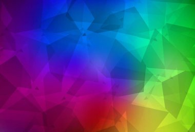 Soyut çokgen içeren koyu renkli vektör arkaplanı. Renkli rastgele şekillerle modern soyut illüstrasyon. Web siteniz için basit tasarım.