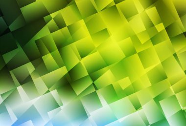 Açık yeşil, kare şeklinde sarı vektör deseni. Soyut arkaplanda dikdörtgenler ve renkli gradyanlar. Web siteleri için şablon kullanılabilir.