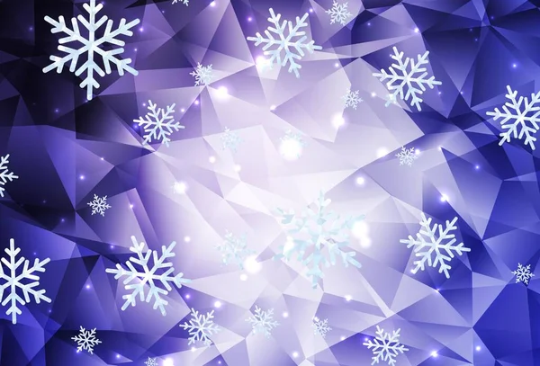 Luz Púrpura Vector Fondo Con Copos Nieve Navidad Estrellas Ilustración — Archivo Imágenes Vectoriales