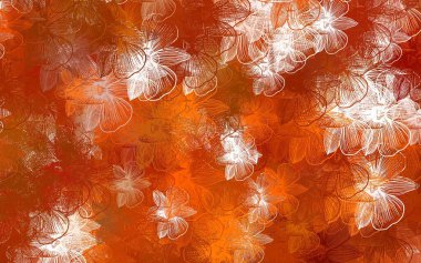 Açık kırmızı vektör deseni çiçeklerle karalıyor. Çiçeklerle karalama tarzında renkli çizimler. Markan için şık bir model..