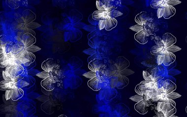 Çiçekli hafif Mavili vektör çizimi. Karalama tarzında çiçekli renkli bir çizim. Çocuk kitapları için renkli desen.