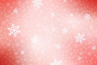 Açık Kırmızı vektör düzeni Yeni Yıl tarzında. Gradyan Noel topları, kar taneleri. Üniversitenin tanıtımı için akıllı tasarım.