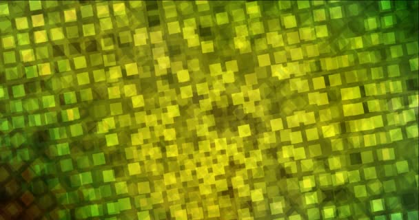 4K looping mörkgrön, gul animation i fyrkantig stil. — Stockvideo