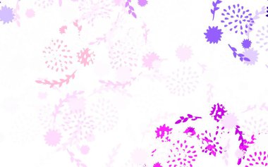 Hafif Mor vektör arkaplanı, çiçekli, güllü. Çiçeklerle süslenmiş soyut çizimler. Marka kitabınız için yeni şablon.