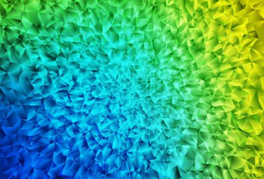 Açık mavi, yeşil vektör üçgen mozaik arka plan. Çokgen biçiminde, gradyan ile renkli çizimler. Arkaplanlarınız için desenli desen.