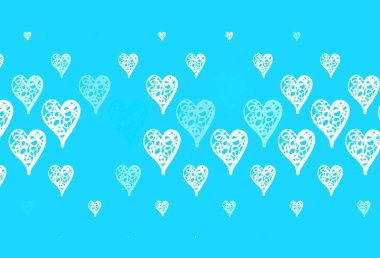 Açık Pembe, kalbi olan mavi vektör arkaplan. Sevgililer günü tarzında gradyan kalpleri olan akıllı bir illüstrasyon. Yıldönümü için bir iş ilanı tasarlamak.