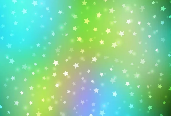 Azul Claro Textura Vectorial Amarilla Con Copos Nieve Colores Estrellas — Vector de stock