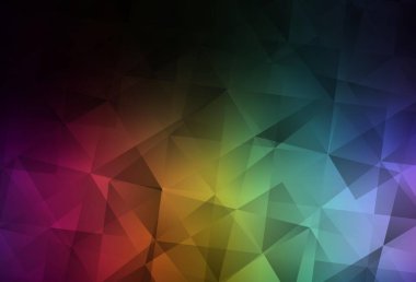 Karanlık çok renkli vektör soyut mozaik arkaplan. Soyut ve üçgenli renkli çizimler. Arkaplanlarınız için desenli desen.