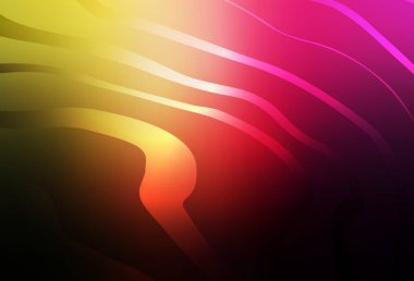 Koyu pembe, kıvrımlı sarı vektör şablonu. Basit çizgilerle renkli gradyan çizimi. Tasarımınız için basit şablon.