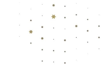 Açık sarı vektör arka plan, güzel kar taneleri, yıldızlar. Değişken kar taneleri olan renkli kar taneleri. Yeni Yıl broşürleri için temel bölüm.