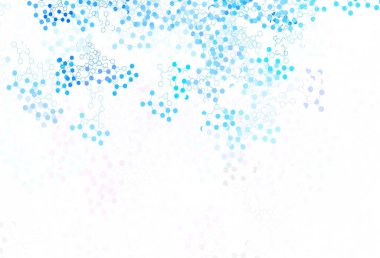 Açık mavi, kırmızı vektör arkaplan ve yapay zeka formları. Soyut şablondaki yapay zeka şekilleriyle parlayan illüstrasyon. Poster ve teknoloji sembolü.