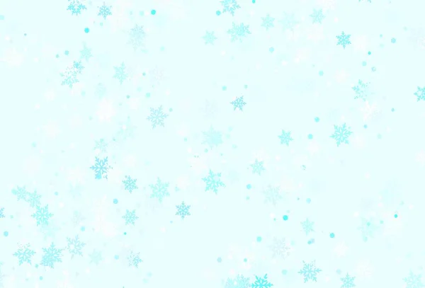 Padrão Vetor Verde Claro Com Flocos Neve Natal Glitter Ilustração — Vetor de Stock